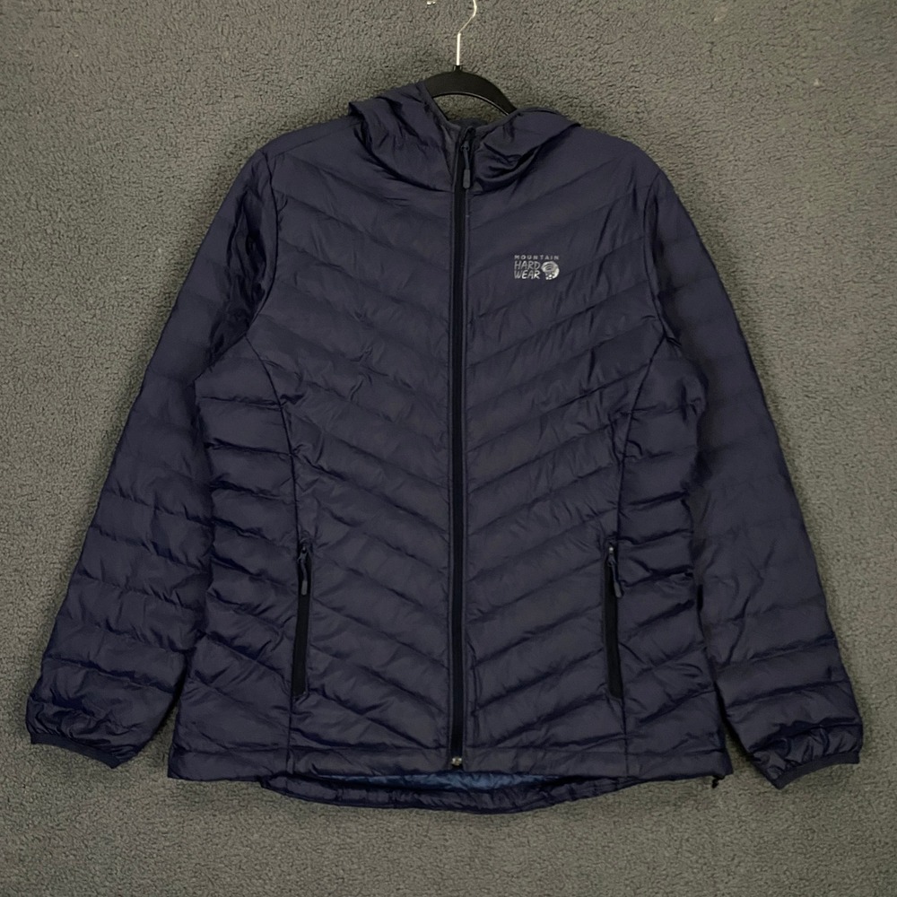 Mountain Hardwear Glen Alpine Down Hoodie Women Large Blue Fill Insulated Jacket